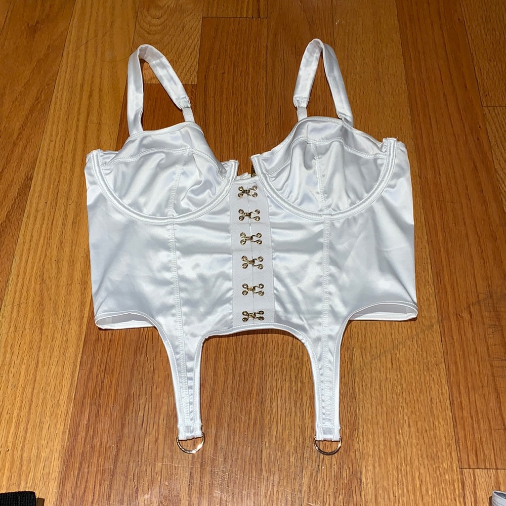 Corset looking white tank shirt